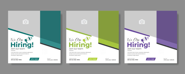 We are hiring job vacancy social media post banner design template with red color. We are hiring job vacancy square web banner design. Employee vacancy announcement. Illustration isolated