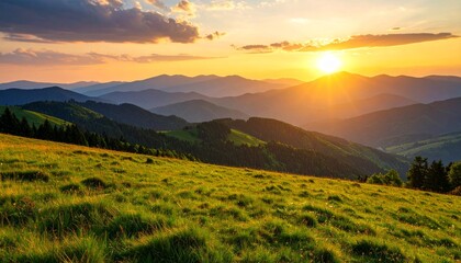 Naklejka premium Mountain sunset landscape nature scenic travel peak