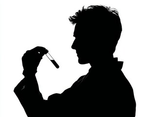 Scientist Silhouette Holding Test Tube Scientific Research Lab Experiment Medicine Healthcare