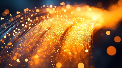 Obraz premium Abstract Blurred Glowing Optical Fiber Cable Technology Background