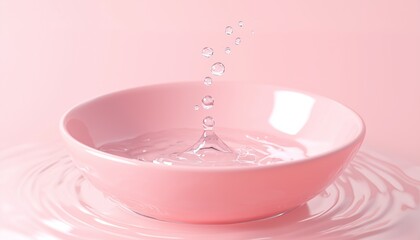 Liquid water on broken bowl ceramic container