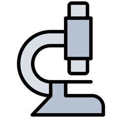 Microscope Outline Flat Icon, Science And Laboratory Concept Outline Flat Design Style