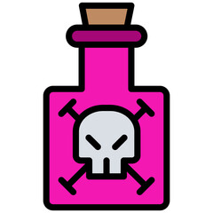 poison bottle Outline Flat Icon, Science And Laboratory Concept Outline Flat Design Style