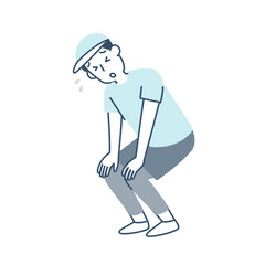 運動して疲れた若い男性