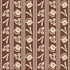 Japanese Cute Motif Stripe Vector Seamless Pattern
