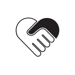 Obraz premium shake hands with love icon line vector design illustration template