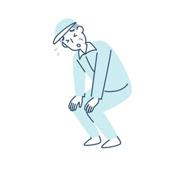 運動して疲れたシニア男性