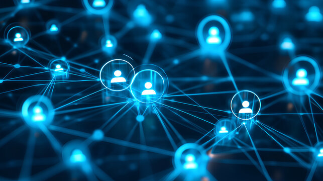 Network of user icons symbolizing iam roles and access management. 