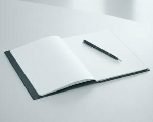 Open notebook with pen