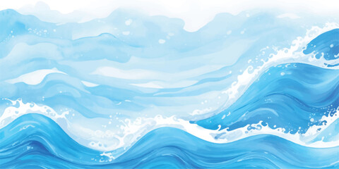 Modern Blue Watercolor Wash Design Featuring Light to Dark Tones in Flowing Gradient Layers for Web or Print Projects. Blending. Banner Graphic Resource as background for ocean wave and water design
