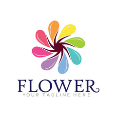 Elegant Floral Vector Logo with Blooming Petals and Graceful Lines
