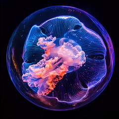 Captivating jellyfish dance ocean depths underwater photography colorful environment close-up view marine life beauty
