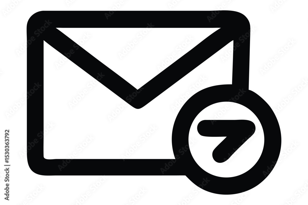 Fototapete Simple black email icon depicting sending message communication and digital interaction