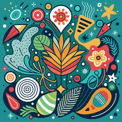 Abstract Floral Composition. Vibrant Colors and Bold Shapes