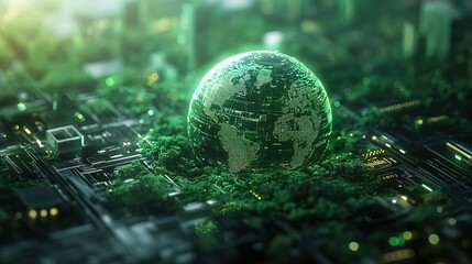 Creative Close Up Planet Earth Technology Integration with Nature Abstract