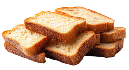 Toasted bread slices isolated on transparent background. PNG.