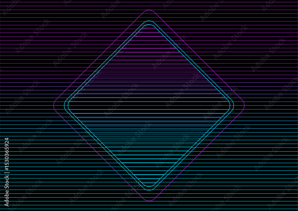Aufkleber Abstract blue violet lines forming square shape, tech minimal background. Vector geometric pattern design