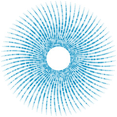 Geometric minimal tech blue halftones spiral dotted lines abstract background. Concept vector design