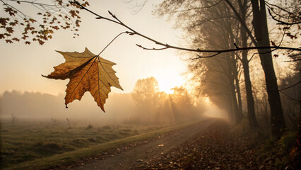 Vibrant autumn trees line a winding rural road, their yellow and red foliage creating a stunning natural landscape under a bright sky