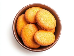 Delicious Golden Brown Mini Cakes in a Round Brown Bowl