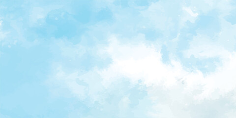 Abstract Artistic Vector Background with Light Sky Blue Watercolor and Smooth Acrylic Textures on White Paper. Soft and Light Sky Blue Watercolor and Acrylic Blended Texture on a Clean White Paper 