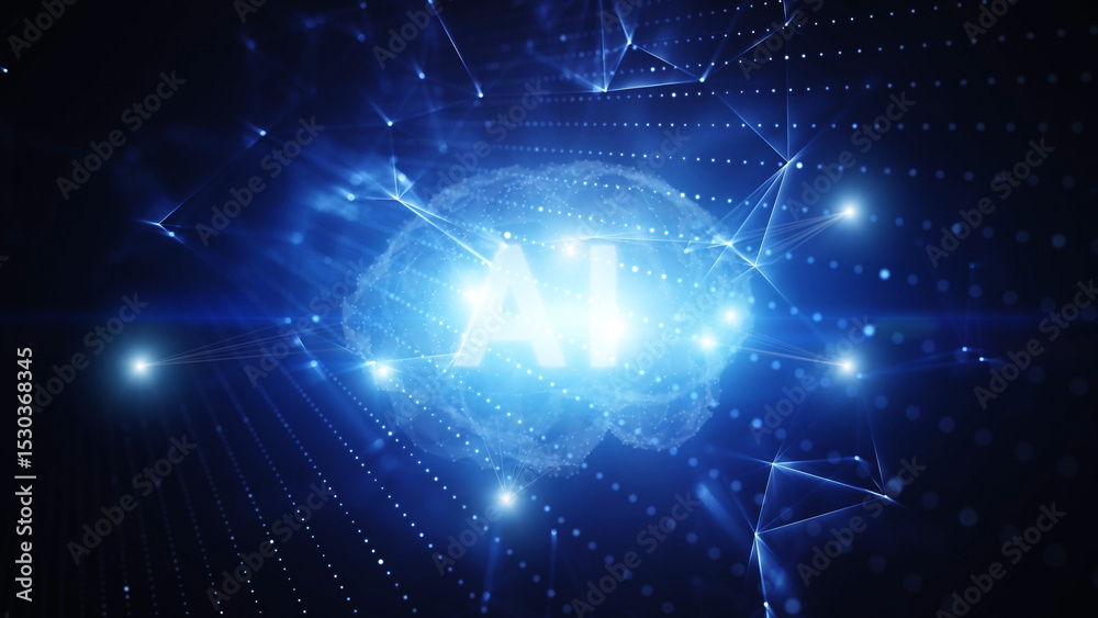 Poster digital human brain in a futuristic ai artificial intelligence environment. concept artificial intel