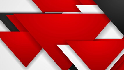 Red, white and black triangles abstract tech background
