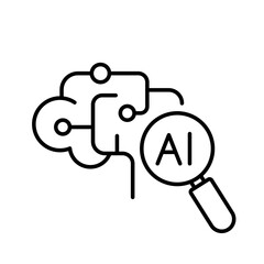 Editable stroke line icon of AI identifying knowledge gaps used in digital learning platforms and analytics tools