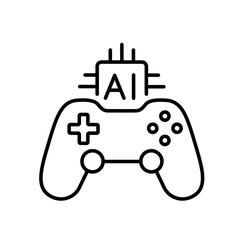 Line icon with editable stroke of AI-powered gamification for fun educational platforms and learning apps