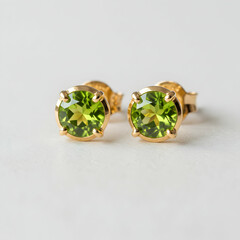 Elegant Peridot Stud Earrings: Yellow Gold Setting