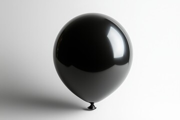 Elegant black balloon against minimalist white background with soft shadow