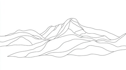 Abstract line drawing of mountains.