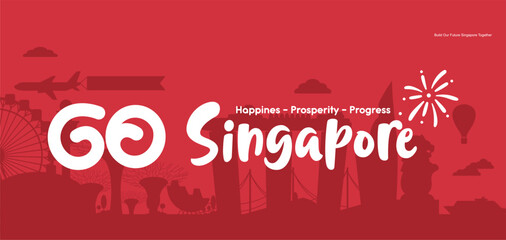Singapore National Day 60th Years Anniversary 2025 Vector Illustration Design  with 60th Logo and City Landmark. 60 Years Singapura Merdeka Banner, Background, Greeting, Template, Flyer, Illustration.