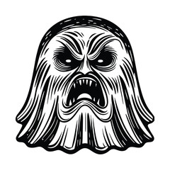 Fototapeta premium Spooky cartoon ghost illustration for halloween