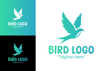 Creative and Unique Bird Logo Design with Fresh Green and Blue Gradient for Businesses