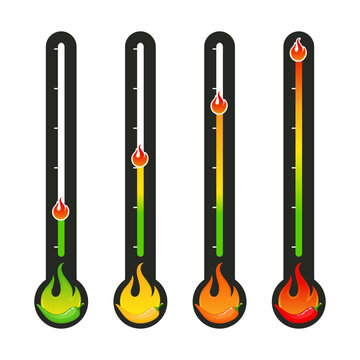 Spicy Level Indicator Graphic &ndash; Colorful Temperature Meter Icons for Spicy or Thermal Scales	
