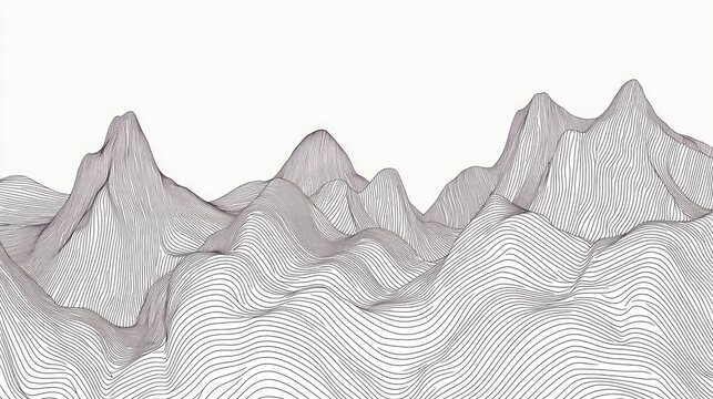 Abstract mountain range design with parallel lines.