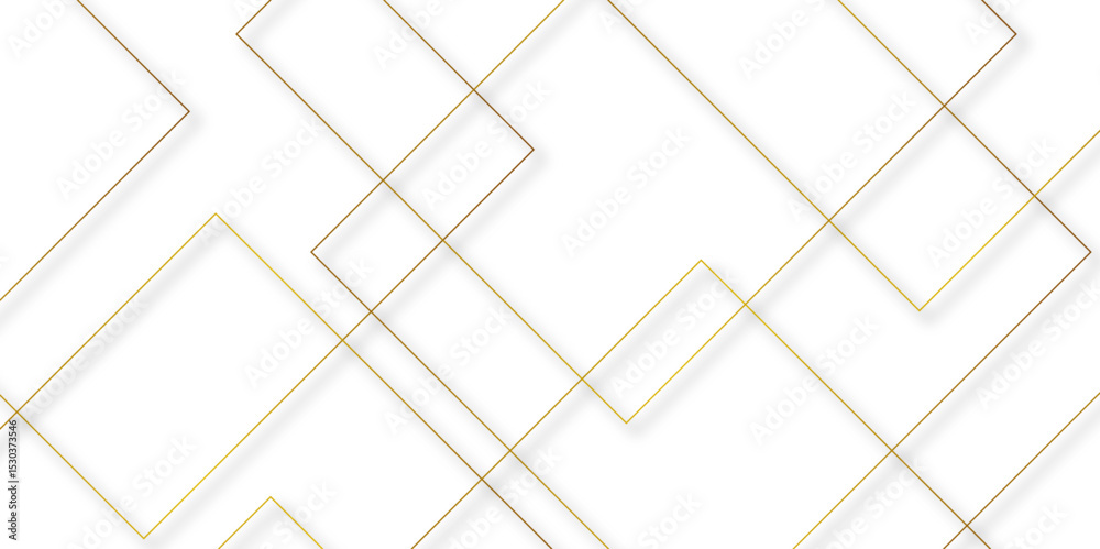 Poster Modern minimal and clean white gold background with shadows. abstract futuristic architecture concept with digital geometric connection gold line vector illustration for presentation background.	
