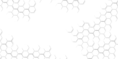 Modern simple style seamless pattern with hexagonal graphic design. Geometric art deco texture mosaic white background. abstract molecular structures in technology, wallpaper background, vector.	