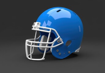 Fototapeta premium Blue football helmet with white face mask on gray background