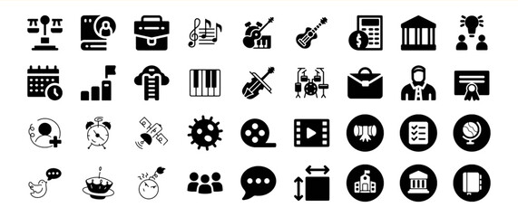 A diverse collection of icons depicting various concepts and objects
