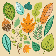 Vibrant Autumn Leaves. A Collection of Colorful Foliage Illustrations