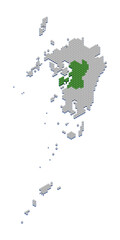 ハニカム構造状の熊本県の地図