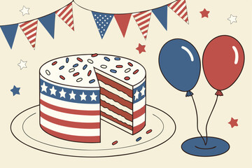 Obraz premium Sweet Stripes: American Flag Cake