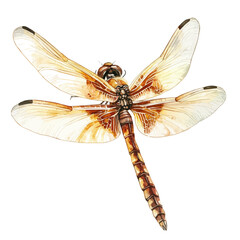 Dragonfly Close Up, watercolor drawing vector, isolated on a white background.