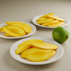 Sliced Mangoes & Lime: Vibrant Tropical Fruit Photography