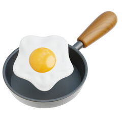 Frying Pan with Egg 3d Illustration