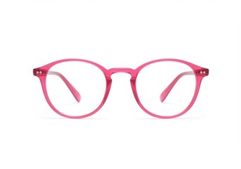 Pink framed eyeglasses with round lenses front view