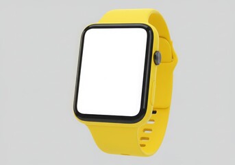 Yellow smartwatch with blank screen display