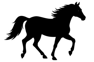 Black Silhouette of a Horse in Motion